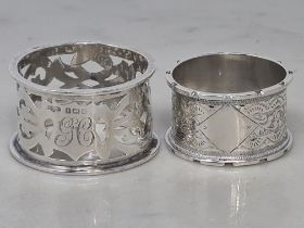 A Victorian silver Napkin Ring scroll engraved, Birmingham 1895, maker: C. T Burrows, in case, and