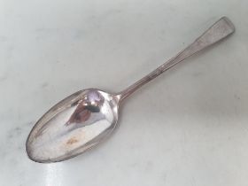 A George III silver Table Spoon old english pattern engraved initials, London 1784, maker: T.W,