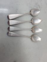 A pair of George III Teaspoons, old english pattern, Newcastle hallmarks, and two others, London