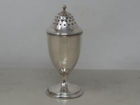 A George III silver urn shaped Pepperette on circular base, London 1793, 64gms