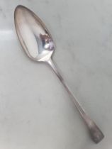 A George III silver Basting Spoon old english pattern engraved initial, London 1803, maker: Peter,