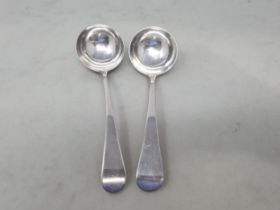 Two George III silver Sauce Ladles old english pattern, London 1809 & 1813,oneby Smith & Fearn,