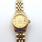 ROLEX: a 1970s Rolex Oyster Perpetual Datejust 18ct gold lady's Wristwatch, the brushed effect