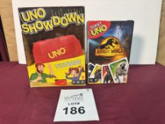 UNO SHOWDOWN AND GIANT UNO JURASSIC WORLD