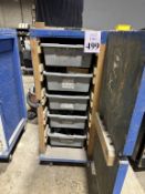 WOOD CABINET WITH CONTENTS