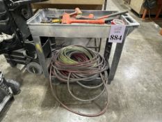 PLASTIC UTILITY CART ON CASTERS WITH CONTENTS