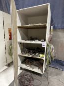 WOOD STORAGE CABINET WITH CONTENTS