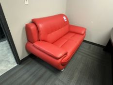 RED LEATHER LOVE SEAT