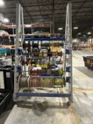 SPOOL RACK WITH VARIOUS WIRE SPOOLS