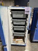 WOOD CABINET WITH CONTENTS