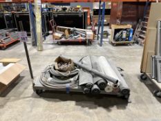 METAL CART WITH ROLLS OF PLASTIC, HEAVY DUTY WIRE