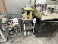 PLASTIC UTILITY CART WITH CONTENTS