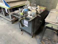 PLASTIC UTILITY CART ON CASTERS WITH CONTENTS