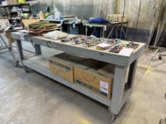 8' WOOD WORK TABLE ON CASTERS