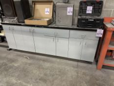 8' WOOD CABINET WITH DOORS AND DRAWERS