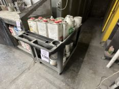 PLASTIC UTILITY CART ON CASTERS WITH CONTENTS