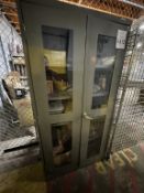 2-DOOR METAL STORAGE CABINET WITH CONTENTS