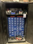 2-DOOR METAL STORAGE CABINET WITH CONTENTS