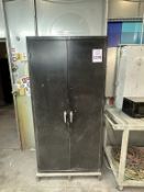 2-DOOR METAL STORAGE CABINET WITH CONTENTS