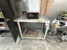 METAL UTILITY CART ON CASTERS WITH CONTENTS