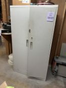 2-DOOR METAL STORAGE CABINET WITH CONTENTS