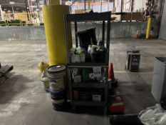 METAL UTILITY CART ON CASTERS WITH CONTENTS