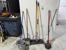 LOT CONSISTING OF MOPS, BROOMS, BUCKETS AND