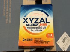 BULK LOT (NEW) PRODUCT CONSISTING OF (46 +/-) XYZAL ALLERGY RELIEF