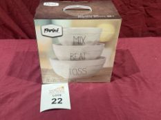 PARINI COOKWARE 3 PC CERAMIC MIXING BOWL SET (NEW)