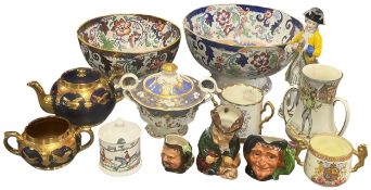 A Collection of Decorative British Ceramics including Imari Palette Wares and Character Jugs. No
