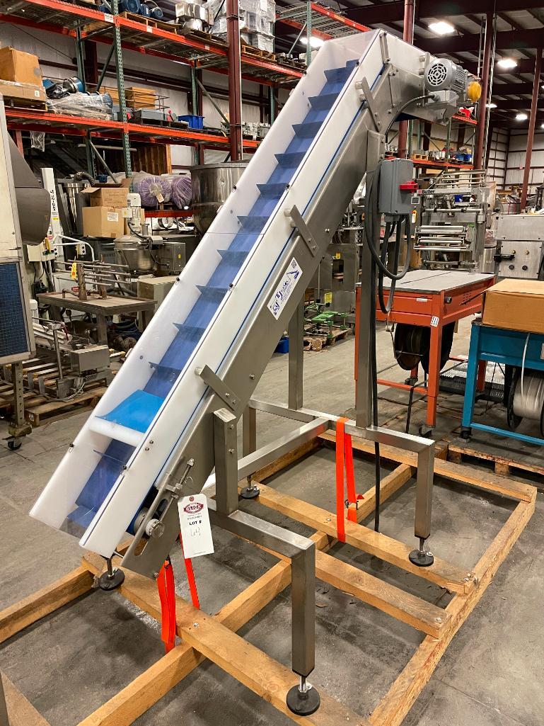 " Cleated Incline Belt Conveyor - Stainless Steel Frame