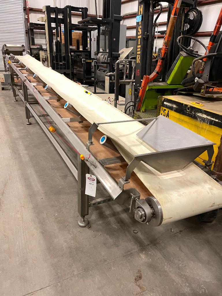 " Tri-Mach Trough Belt Conveyor 27' Long - SS Frame