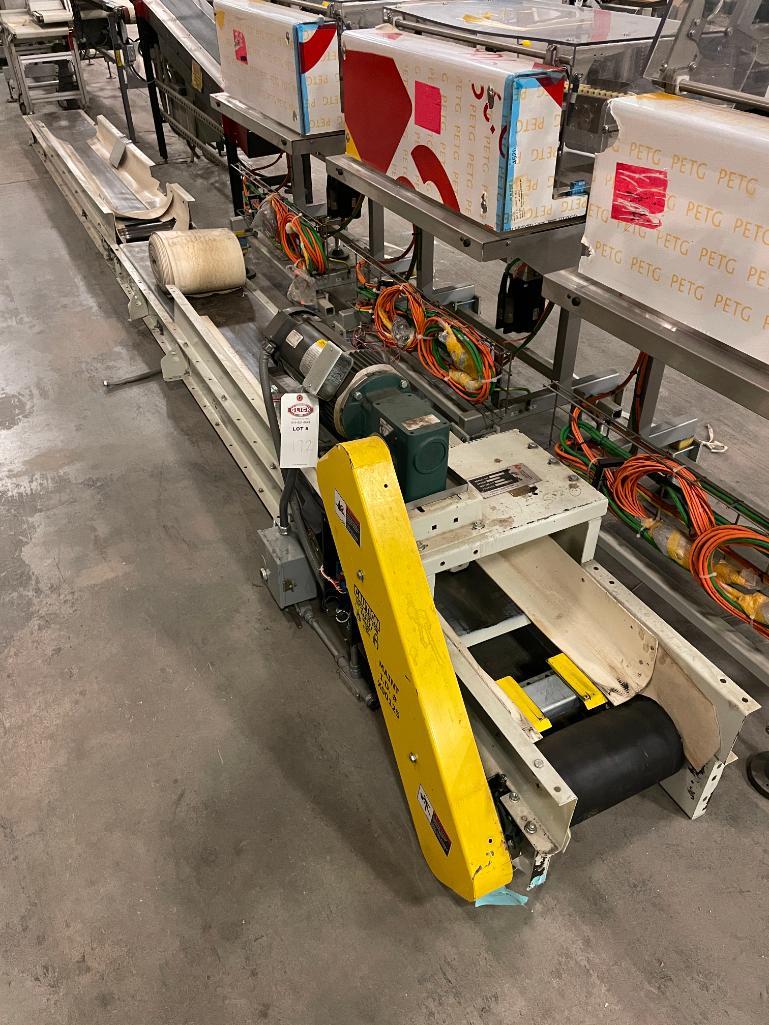 Lot of Two Versa 12" Steel Belt Conveyors 11' and 11.5' Long