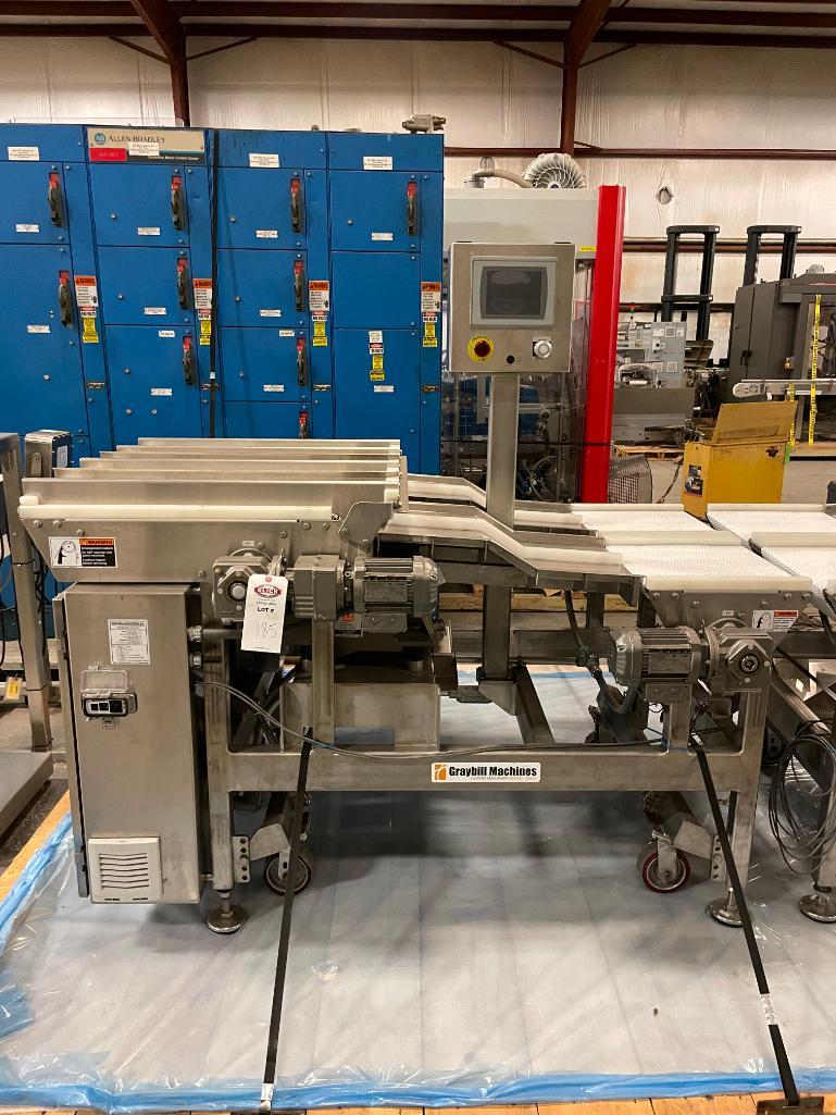 Graybill SS Portable Belt Conveyor 40" to 34" Height w/ Adjustable Lanes