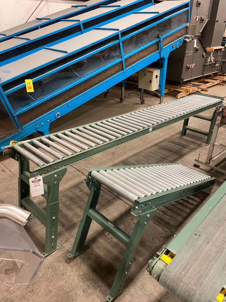 Lot of 2 Gravity Roller Conveyors 16" x 119" and 15" x 60"