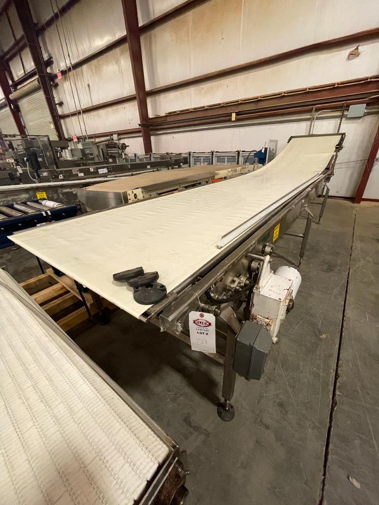 " Hanover SS Hinged Belt Conveyor 15' x 40"-63" High