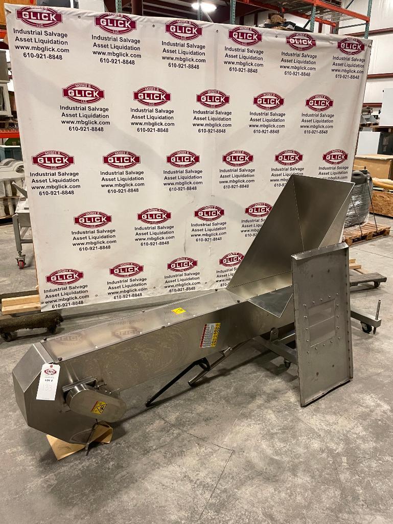 " Kaps-All FS-B Portable SS Cleated Incline Conveyor / Cap Unscrambler 90" High