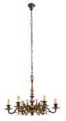 A SIX LIGHT BRONZE CHANDELIER