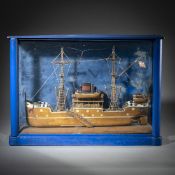 A SHIP MODEL IN A WOODEN BOX