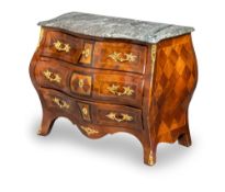 A BAROQUE STYLE BRONZE MOUNTED MAHOGANY COMMODE
