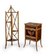 A FRENCH BAMBOO ETAGARE AND AN OCCASIONAL TABLE