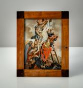 A GLASS PAINTING ON REVERSE - DEPOSITION FROM THE CROSS