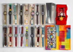 Mixed lot of 18 Swatch watches