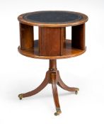 A BRASS MOUNTED AND LEAHTER LINED MAHOGANY CYLINDRICAL BOOK STAND