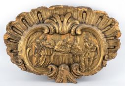 A CARVED AND GILTWOOD RELIEF CARTOUCHE