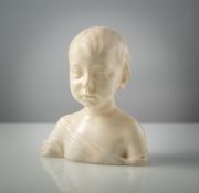 A WHITE MARBLE BUST OF A BOY