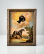 A GLASS REVERSE PAINTING