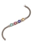 COLOURED GEMSTONE DIAMOND BRACELET