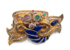 MAGNIFICENT NEO-BAROQUE CORSAGE BROOCH IN THE SHAPE OF A CORNUCOPIA