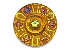 COLOURED GEMSTONE BROOCH WITH GRANULATION